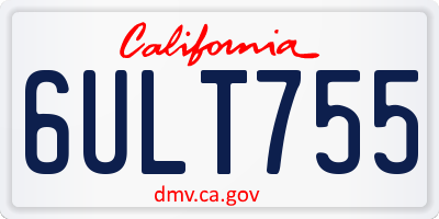 CA license plate 6ULT755