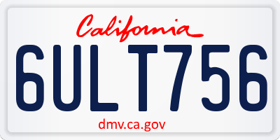 CA license plate 6ULT756