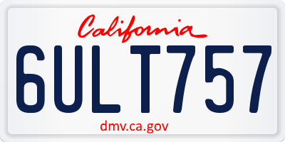 CA license plate 6ULT757