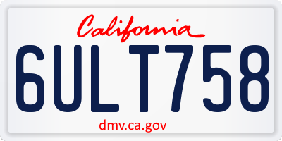 CA license plate 6ULT758