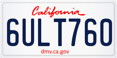 CA license plate 6ULT760