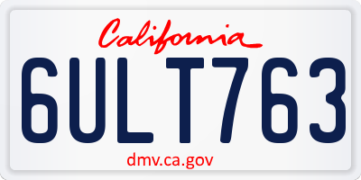 CA license plate 6ULT763