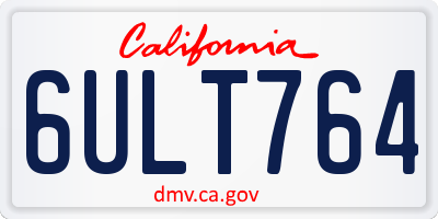 CA license plate 6ULT764
