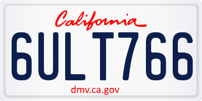 CA license plate 6ULT766