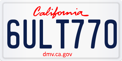 CA license plate 6ULT770