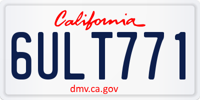 CA license plate 6ULT771