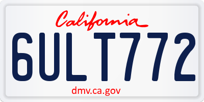 CA license plate 6ULT772