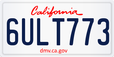 CA license plate 6ULT773