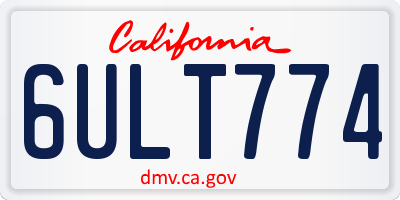 CA license plate 6ULT774