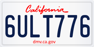 CA license plate 6ULT776