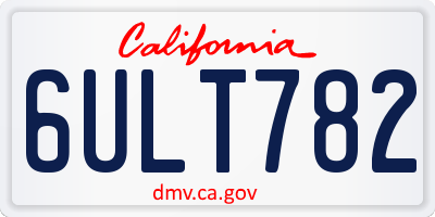 CA license plate 6ULT782