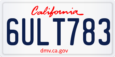 CA license plate 6ULT783