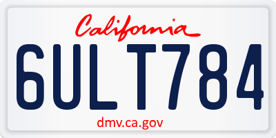 CA license plate 6ULT784
