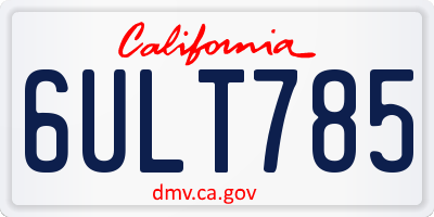 CA license plate 6ULT785