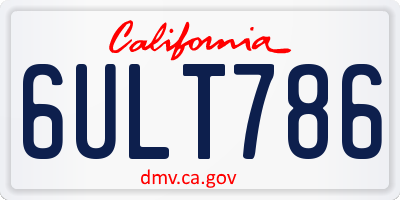 CA license plate 6ULT786