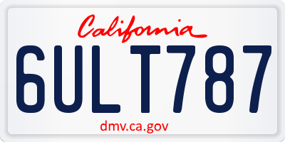 CA license plate 6ULT787