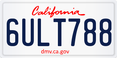 CA license plate 6ULT788