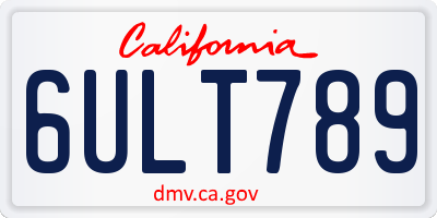 CA license plate 6ULT789