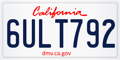 CA license plate 6ULT792