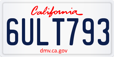 CA license plate 6ULT793
