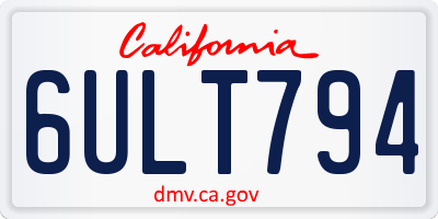 CA license plate 6ULT794