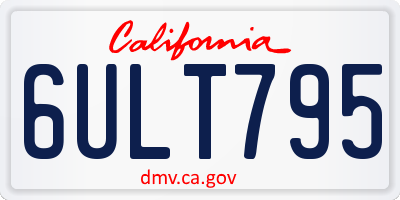 CA license plate 6ULT795