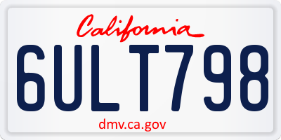 CA license plate 6ULT798