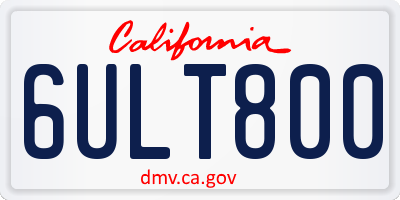 CA license plate 6ULT800