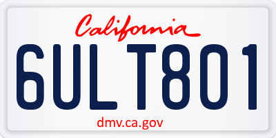 CA license plate 6ULT801