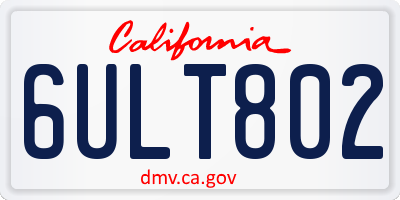 CA license plate 6ULT802
