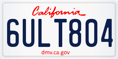 CA license plate 6ULT804