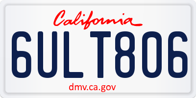 CA license plate 6ULT806