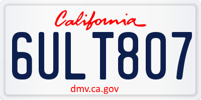 CA license plate 6ULT807