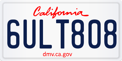 CA license plate 6ULT808