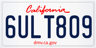 CA license plate 6ULT809