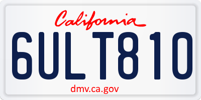 CA license plate 6ULT810