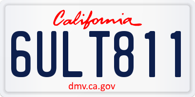 CA license plate 6ULT811