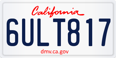 CA license plate 6ULT817