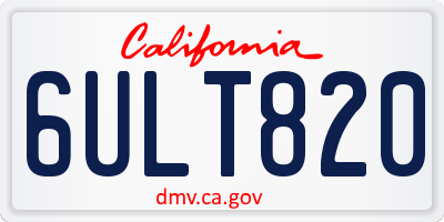 CA license plate 6ULT820