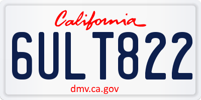 CA license plate 6ULT822