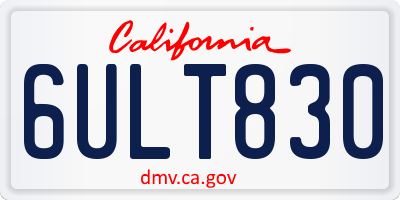 CA license plate 6ULT830