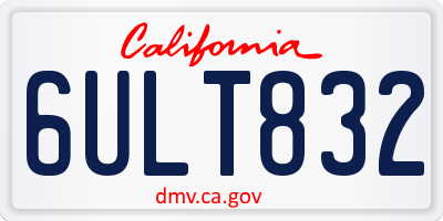 CA license plate 6ULT832