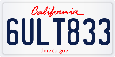 CA license plate 6ULT833