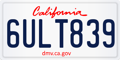 CA license plate 6ULT839