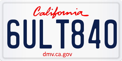 CA license plate 6ULT840