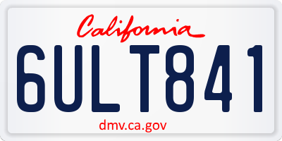 CA license plate 6ULT841
