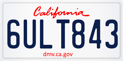 CA license plate 6ULT843