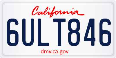 CA license plate 6ULT846
