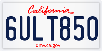 CA license plate 6ULT850