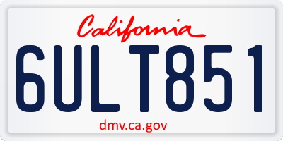 CA license plate 6ULT851